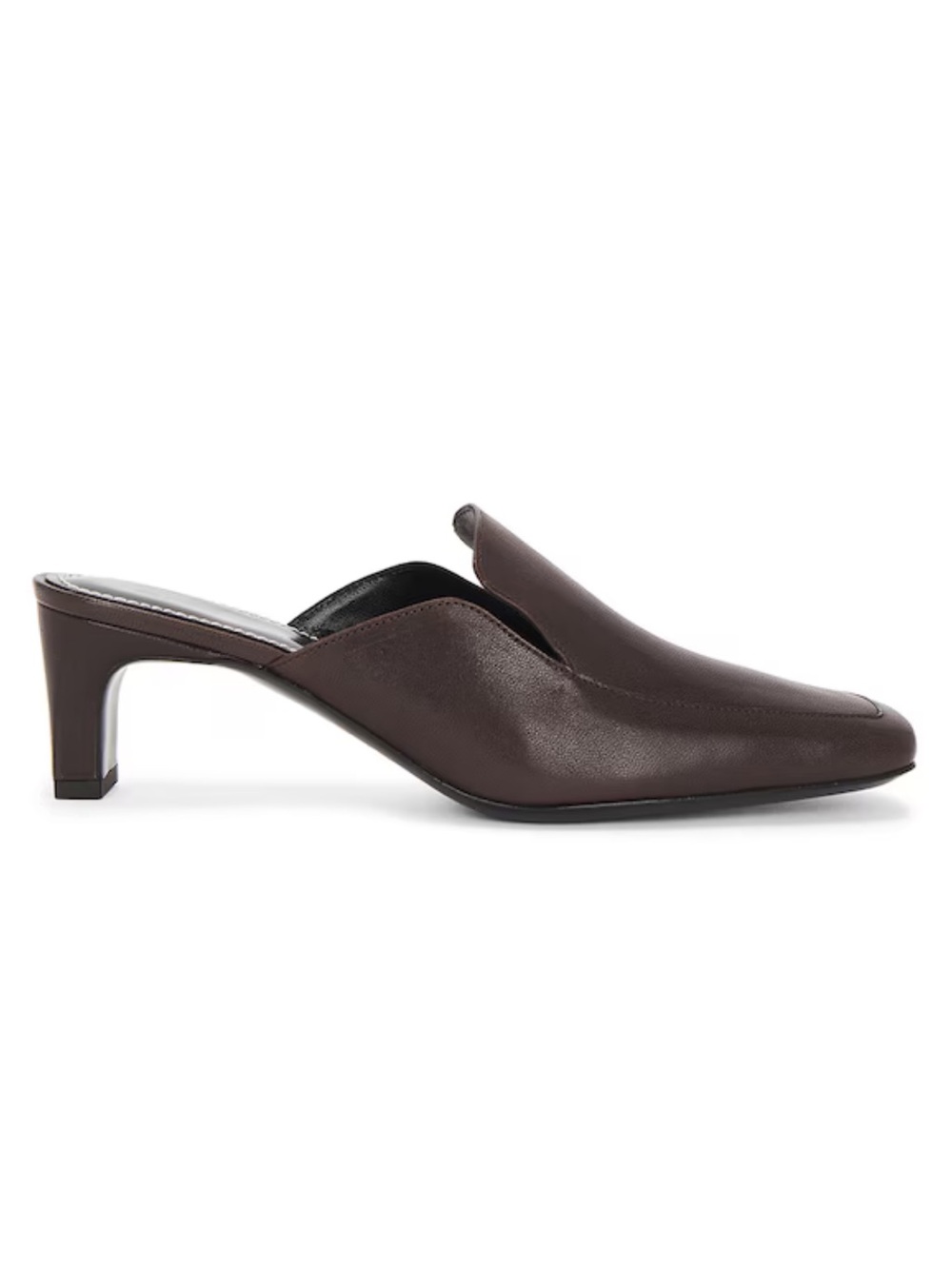 New Staud Lee Leather loafer mules espresso brown kitten heel US 10 EU 40 chic